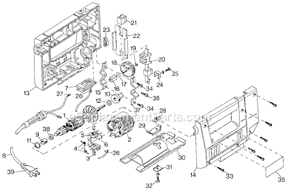 Page A Diagram and Parts List for 7543 Type 2 Black and Decker Jig Saw